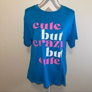 Turquoise Bright Blue & Hot Pink Cute But Crazy But Cute Short Sleeve T Shirt